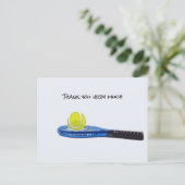 Boule de tennis avec Carte de remerciements en raq (Debout devant)