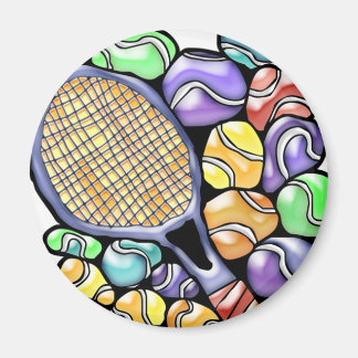 Boule de tennis et aimant de raquette