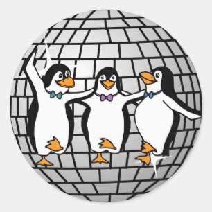 Boule Disco avec Sticker Pingouins Dansants (Round