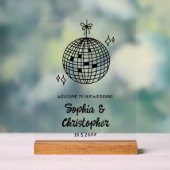 Boule Disco Bienvenue à notre signature acrylique  (Neutre)