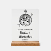 Boule Disco Bienvenue à notre signature acrylique  (Recto)