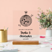 Boule Disco Bienvenue à notre signature acrylique  (Mariage)