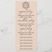 Boule Disco | Boho Floral | Menu Prix & Politique (Dos)