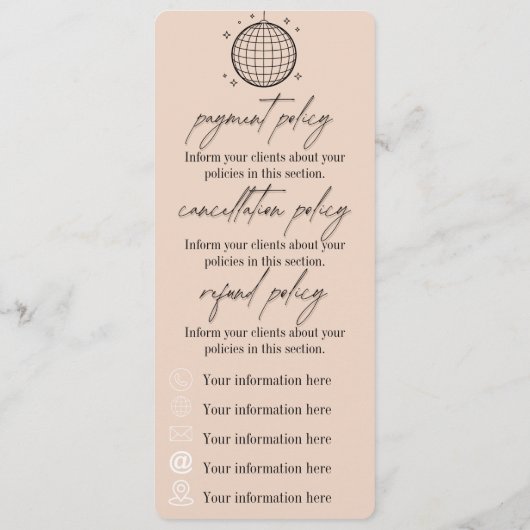 Boule Disco | Boho Floral | Menu Prix & Politique (Dos)