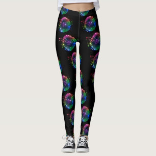 Boule Disco Colorée Impression Sur Leggings Noirs
