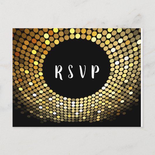 Boule Disco, danse, or Carte postale RSVP (Devant)