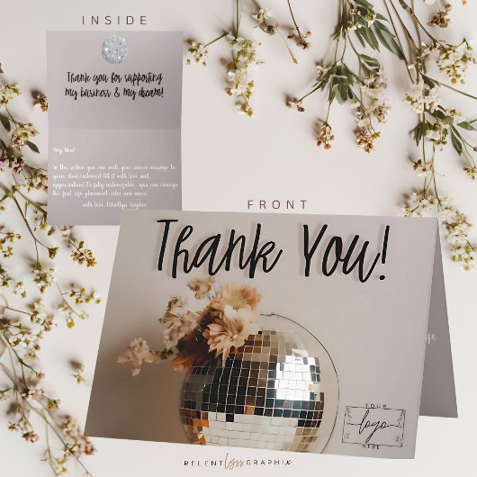 Boule Disco | Fleurs Boho | Carte de remerciements