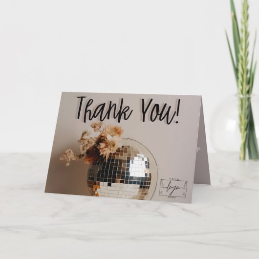 Boule Disco | Fleurs Boho | Carte de remerciements (Devant)