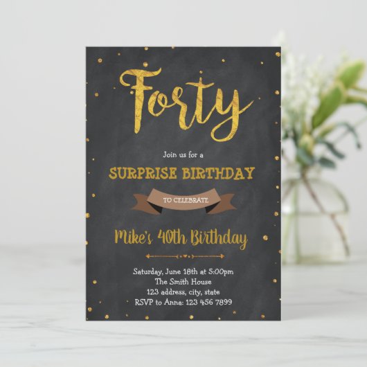 Boule d'or 40e anniversaire invitation (Debout devant)