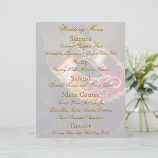 Boule d'or Masquerade Mariage menu Flyer (Debout devant)