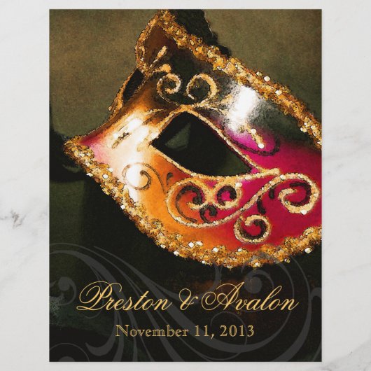Boule d'or Masquerade Mariage menu Flyer (Dos)