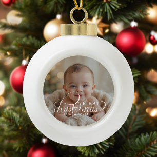 Boule En Céramique 1ère photo de bébé à Noël