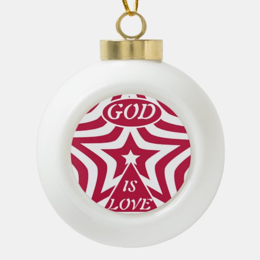 Boule En Céramique Achempong God Is Love Star Red & White Snowflake (Devant)