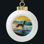 Boule En Céramique Afghan Hound Beach Surf Peinture<br><div class="desc">Plongez dans le monde ludique de l'aventure canine avec cette peinture captivante. Un chien en ébullition se rend aux vagues, chevauchant habilement le surf sur une plage baisée par le soleil. L'oeuvre d'art vibrante capte magnifiquement l'essence de l'excitation au bord de la plage tandis que le chien court sans crainte...</div>