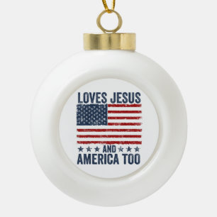 Boule En Céramique Aime Jésus et l'Amérique Trop Dieu Chrétien 4ème d