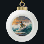 Boule En Céramique Akita Beach Surf Peinture<br><div class="desc">Plongez dans le monde ludique de l'aventure canine avec cette peinture captivante. Un chien en ébullition se rend aux vagues, chevauchant habilement le surf sur une plage baisée par le soleil. L'oeuvre d'art vibrante capte magnifiquement l'essence de l'excitation au bord de la plage tandis que le chien court sans crainte...</div>
