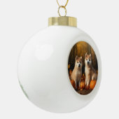 Boule En Céramique Akita Puppy Citrouille d'automne (Gauche)