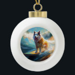 Boule En Céramique Alaskan Malamute Beach Surf Peinture<br><div class="desc">Plongez dans le monde ludique de l'aventure canine avec cette peinture captivante. Un chien en ébullition se rend aux vagues, chevauchant habilement le surf sur une plage baisée par le soleil. L'oeuvre d'art vibrante capte magnifiquement l'essence de l'excitation au bord de la plage tandis que le chien court sans crainte...</div>