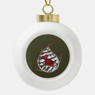Boule En Céramique Alexandre le Cardinal Premium Ornament