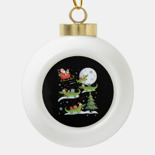 Boule En Céramique Alligator à cheval sur le traîneau du Père Noël No