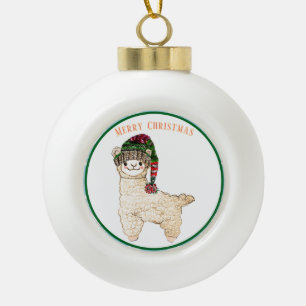 Boule En Céramique Alpaca mignon avec chapeau de fête