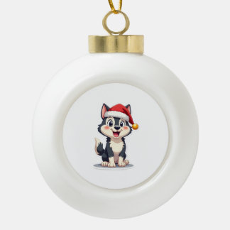 Boule En Céramique Amant de chien Husky de Noël Malamute (2)