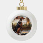 Boule En Céramique American English Foxhound Christmas Lights Holiday (Devant)