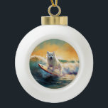Boule En Céramique American Eskimo Beach Surf Peinture<br><div class="desc">Plongez dans le monde ludique de l'aventure canine avec cette peinture captivante. Un chien en ébullition se rend aux vagues, chevauchant habilement le surf sur une plage baisée par le soleil. L'oeuvre d'art vibrante capte magnifiquement l'essence de l'excitation au bord de la plage tandis que le chien court sans crainte...</div>