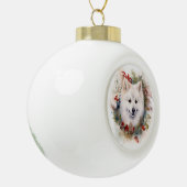 Boule En Céramique American Eskimo Christmas Wreath Festive Pup (Gauche)