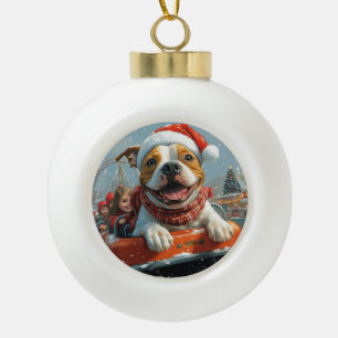 Boule En Céramique American Staffordshire Chien Noël