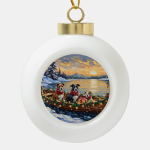 Boule En Céramique American Staffordshire Terrier Bateau de Noël