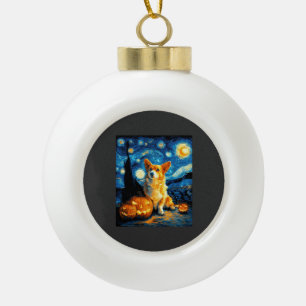 Boule En Céramique Amoureux de Corgi Peinture de la nuit étoilée de v