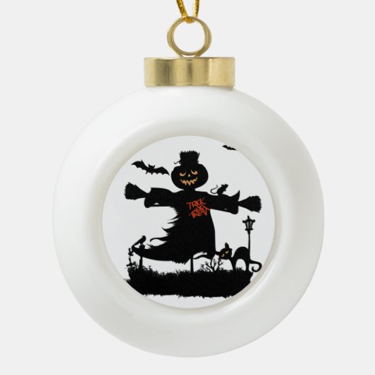 Boule En Céramique Amusant design d'halloween avec épouvantail (Devant)