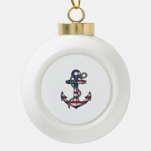 Boule En Céramique Ancre Patriotique Design Vectoriel Vintage_1