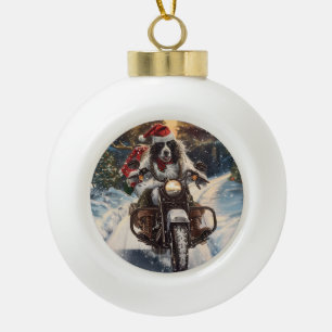 Boule En Céramique Anglais Setter Chien équitation Moto Noël
