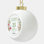 Boule En Céramique Anniversaire botanique blanc élégant (Droite)