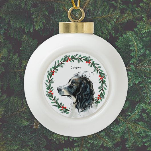 Boule En Céramique Aquarelle Springer Spaniel Vacances Wreath personn