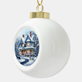Boule En Céramique aquarelle Victorian Winter house ajouter année (Droite)