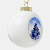 Boule En Céramique Arbre de Noël bleu décoré bleu (Gauche)