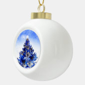 Boule En Céramique Arbre de Noël bleu décoré bleu (Droite)