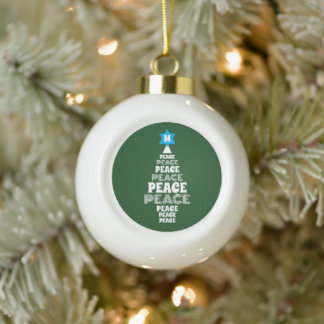 Boule En Céramique Arbre de Noël personnalisé vert mignon avec initia
