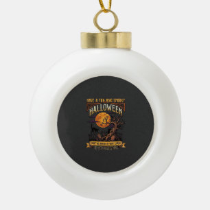 Boule En Céramique Arbre effrayant Halloween pleine lune chat noir ci