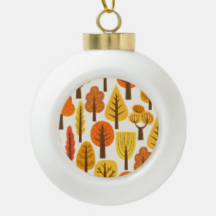 Boule En Céramique Arbres d'automne, motif sans soudure.