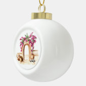 Boule En Céramique Architecture méditerranéenne, fleurs, aquarelle, h (Droite)