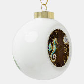 Boule En Céramique Arrière - plan en bois avec cheval de mer mécaniqu (Gauche)