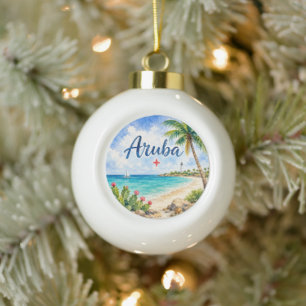 Boule En Céramique Aruba île caribéenne néerlandaise souvenir de voya