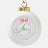 Boule En Céramique Athena Baby Girl Nursery Bow&En vichy personnalisé (Devant)