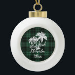 Boule En Céramique Atlantic Beach Floride Palm Tree Green Plaid<br><div class="desc">Atlantic Beach Floride Beach Palm Tree Green Plaid Ornement</div>