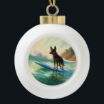 Boule En Céramique Australian Kelpie Beach Surf Paining<br><div class="desc">Plongez dans le monde ludique de l'aventure canine avec cette peinture captivante. Un chien en ébullition se rend aux vagues, chevauchant habilement le surf sur une plage baisée par le soleil. L'oeuvre d'art vibrante capte magnifiquement l'essence de l'excitation au bord de la plage tandis que le chien court sans crainte...</div>