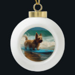 Boule En Céramique Australian Terrier Beach Surfing Paining<br><div class="desc">Plongez dans le monde ludique de l'aventure canine avec cette peinture captivante. Un chien en ébullition se rend aux vagues, chevauchant habilement le surf sur une plage baisée par le soleil. L'oeuvre d'art vibrante capte magnifiquement l'essence de l'excitation au bord de la plage tandis que le chien court sans crainte...</div>